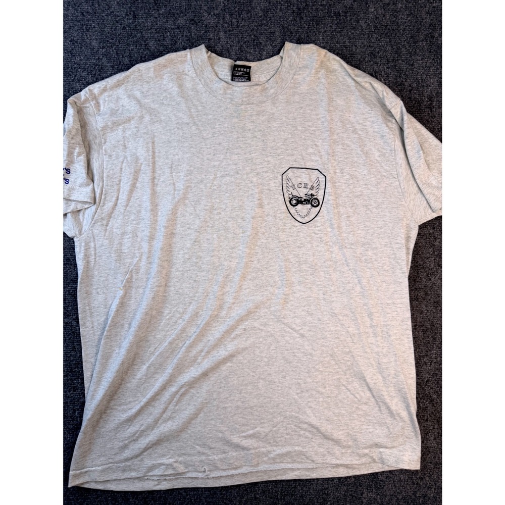 Vintage Fruit of the Loom T-Shirt XXL Gray Motorcycle Toys for Tots 90s USA Made